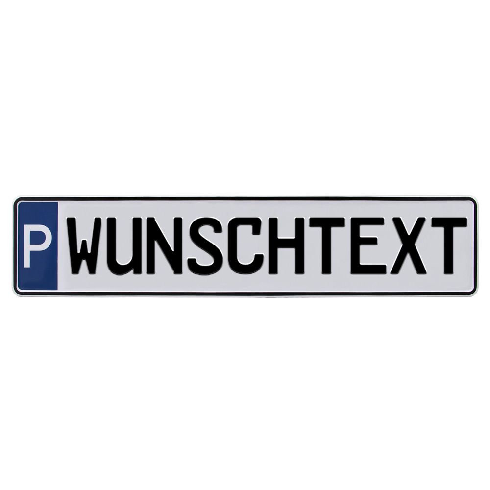 Parkplatzschild 52x11cm Schild Parkplatz Nummernschild Kennzeichen Wunschtext S19a