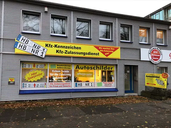 Außenansicht vom Kooperationspartner von Autoschilder Warnke + Hallmann in Bremen (Mitte)