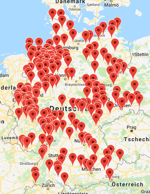 Übersichtskarte unserer Schilderpartner in Deutschland. Übersichtskarte unserer Schilderpartner in Deutschland.